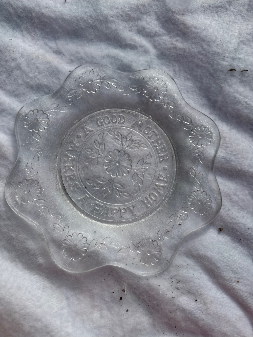 Clear Glass Decorative Plate with Floral Motif